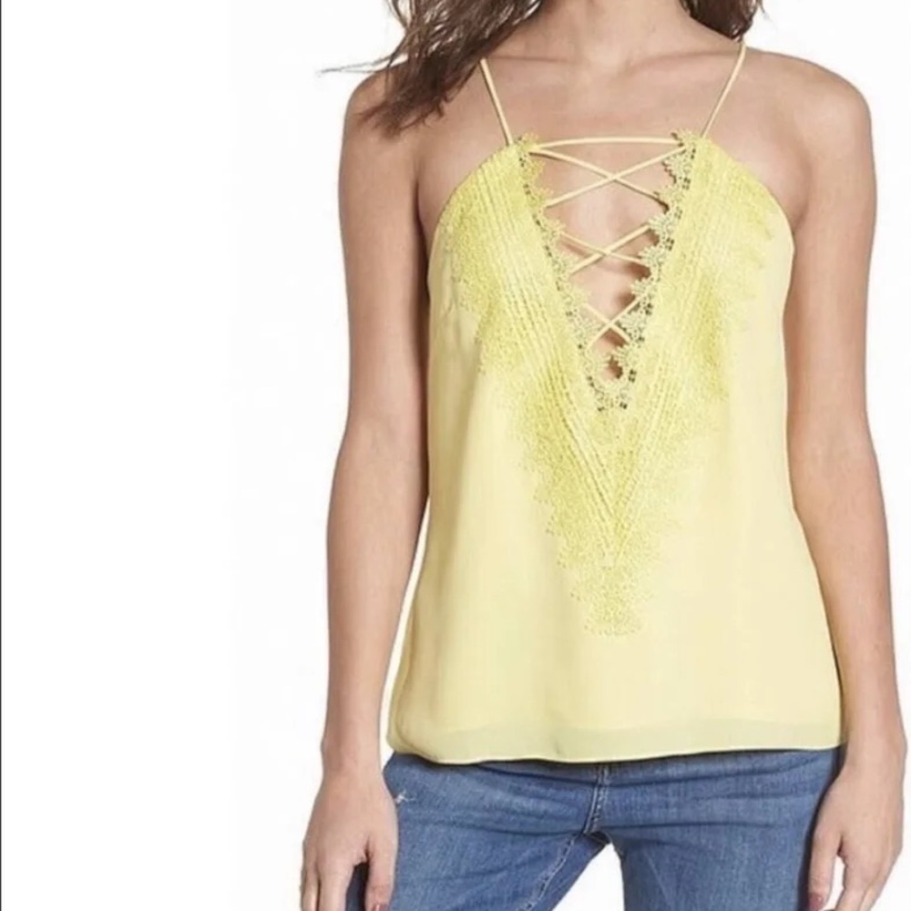 Wayf Lace up Yellow Camisole Tank Top